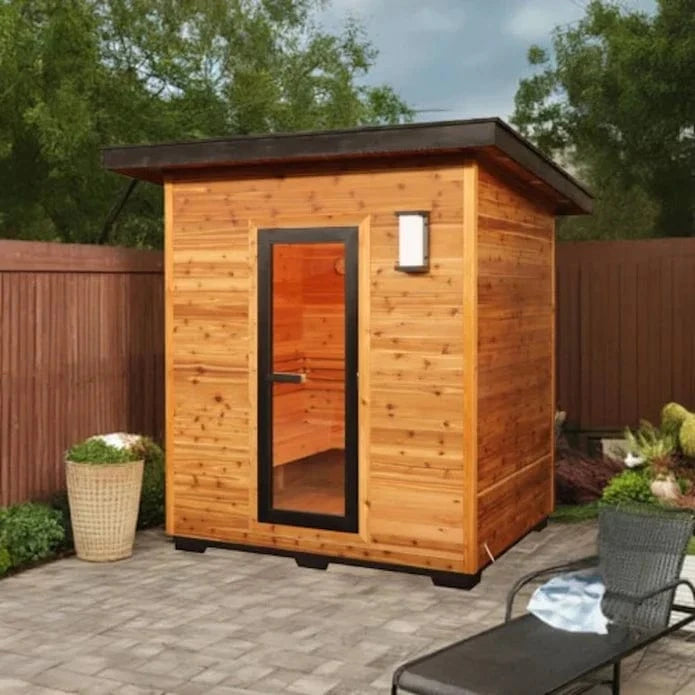 SunRay Denali 4-Person Contemporary Outdoor Sauna | Electric Heater