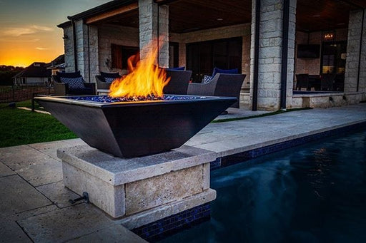 The Outdoor Plus 24" Maya GFRC Concrete Square Fire Bowl Round Fire Pits The Outdoor Plus