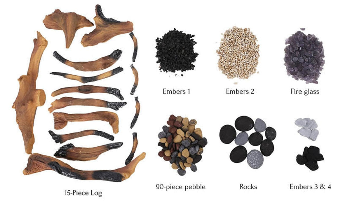 Amantii 15 Piece Driftwood Log Set With Deluxe Media Kit for Electric Fireplaces