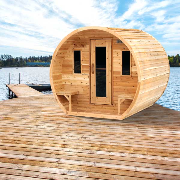 Dundalk CT Elation 4 Person Barrel Sauna | Wood Burning Heater