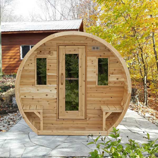 Dundalk CT Elation 4 Person Barrel Sauna | Wood Burning Heater