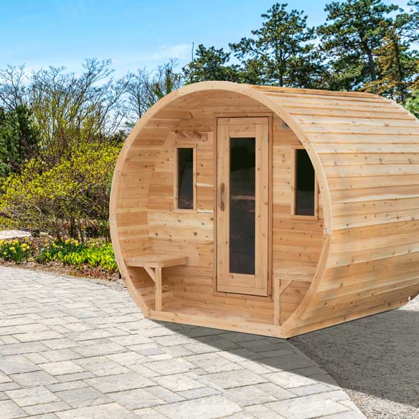 Dundalk CT Elation 4 Person Barrel Sauna | Wood Burning Heater