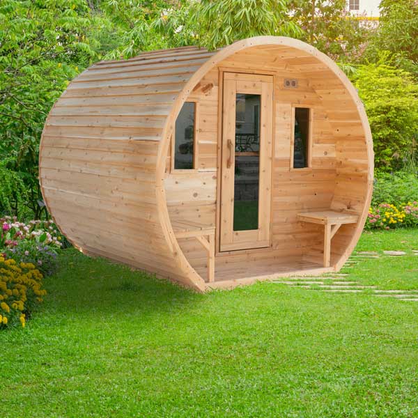 Dundalk CT Elation 4 Person Barrel Sauna | Wood Burning Heater