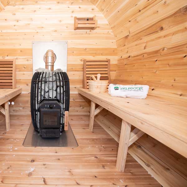 Dundalk CT Elation 4 Person Barrel Sauna | Wood Burning Heater