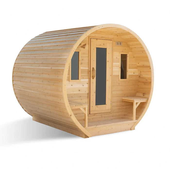 Dundalk CT Elation 4 Person Barrel Sauna | Wood Burning Heater