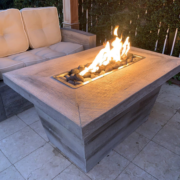 The Outdoor Plus Carson Wood Grain Concrete Fire Pit