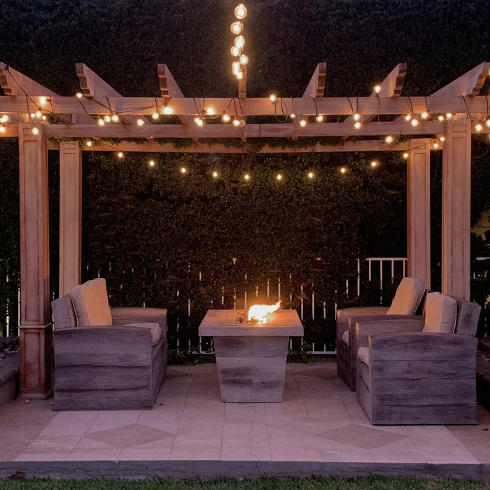 The Outdoor Plus Carson Wood Grain Concrete Fire Pit