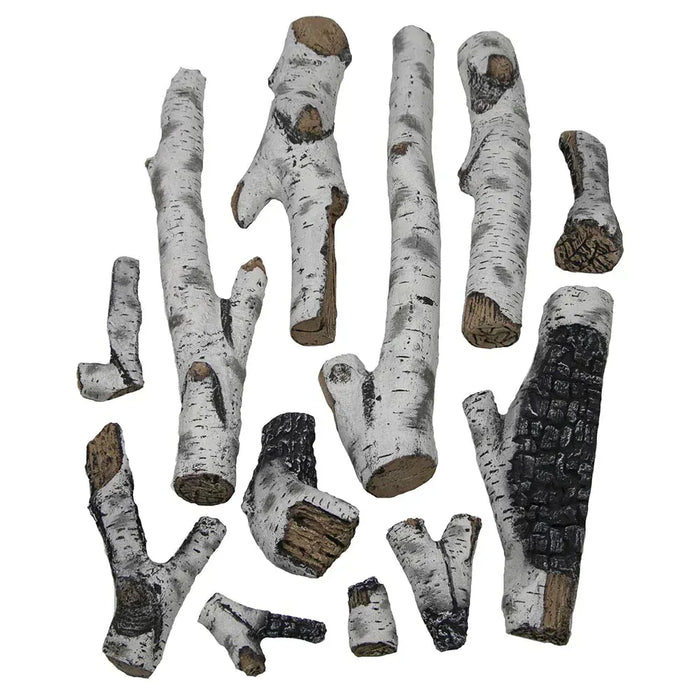 Amantii 12-Piece Large Birch Log Set with Deluxe Media Kit for Electric Fireplaces