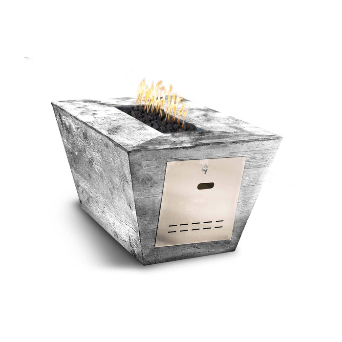 The Outdoor Plus Plymouth Rectangular Wood Grain Concrete Fire Pit