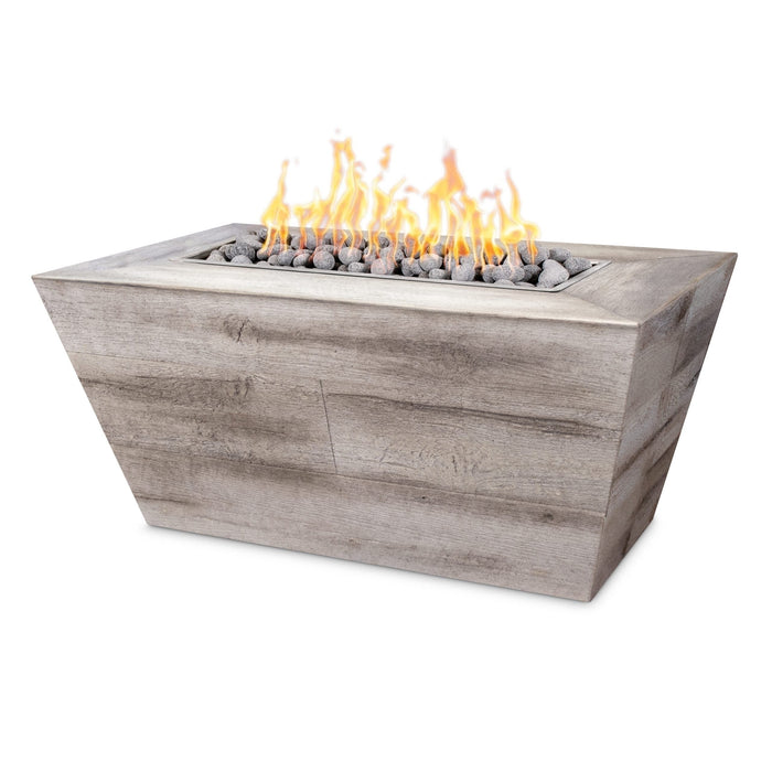 The Outdoor Plus Plymouth Rectangular Wood Grain Concrete Fire Pit