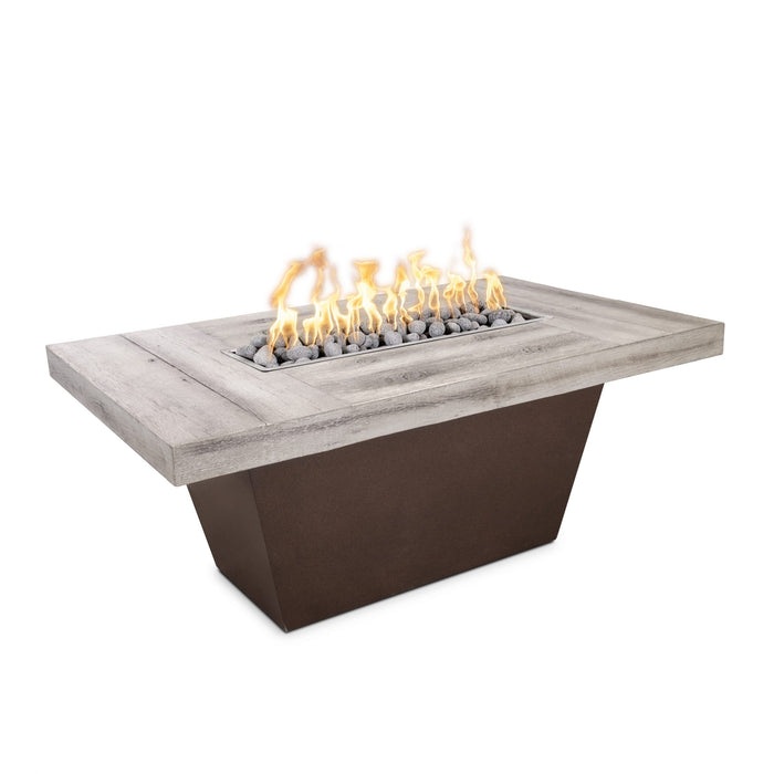 The Outdoor Plus Tacoma Fire Table Black Powder Coat Base & White GFRC Top