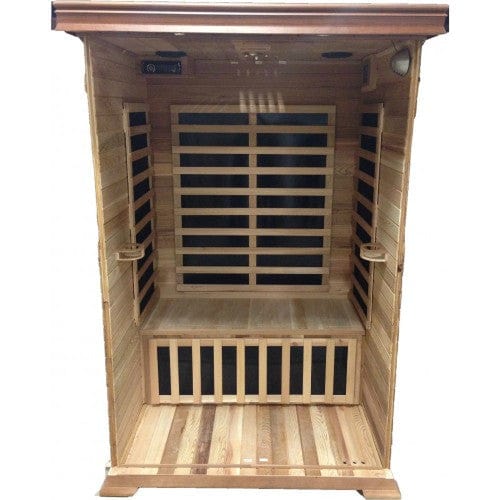 Canadian red cedar interior of the Sedona infrared sauna with backrest